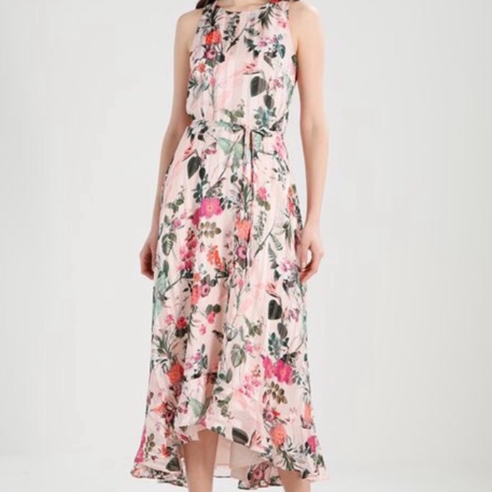 Banana Republic botanical pink floral maxi dress